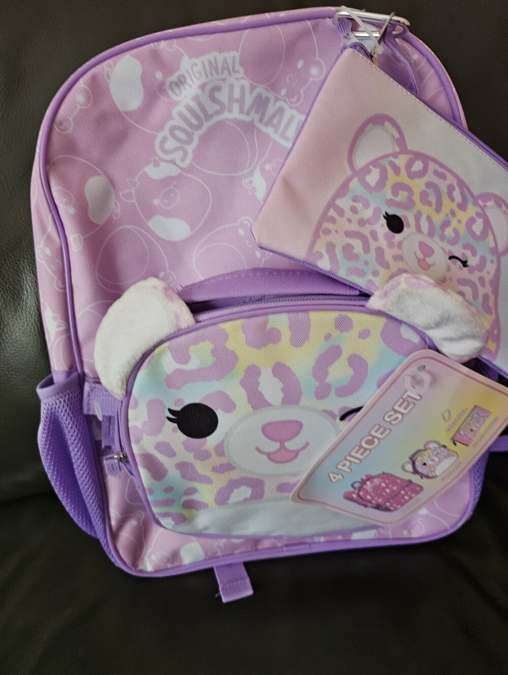 New Squishmallows Michaela 4-piece Backpack Set with Detachable Lunchbag